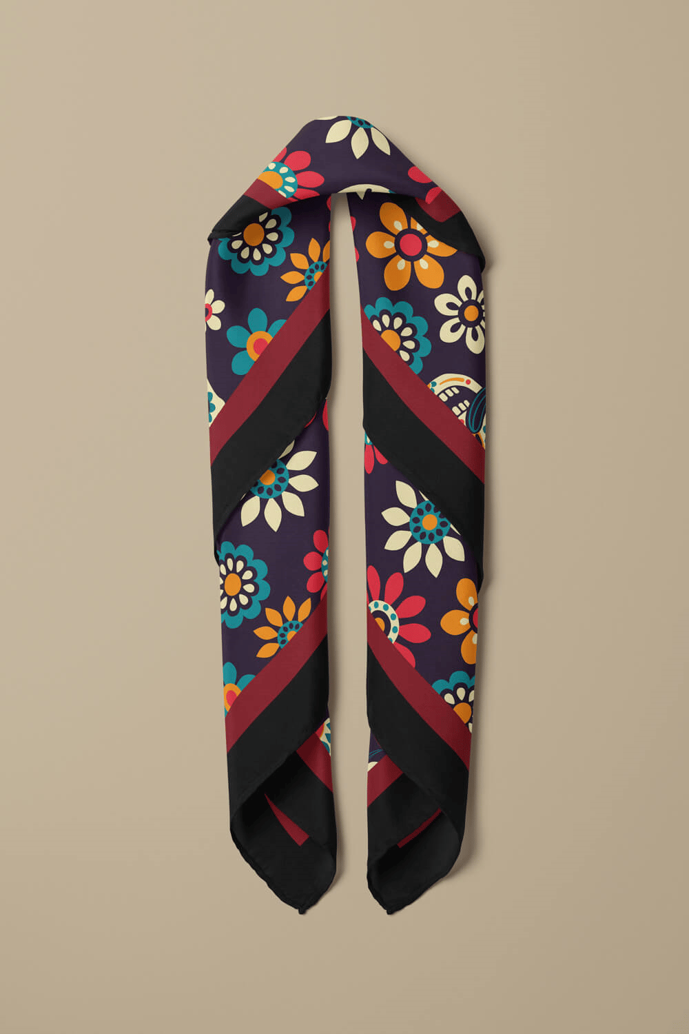 B53 Kadın Mor Skull  Desenli 50x50 Bandana HYL DG0702-22