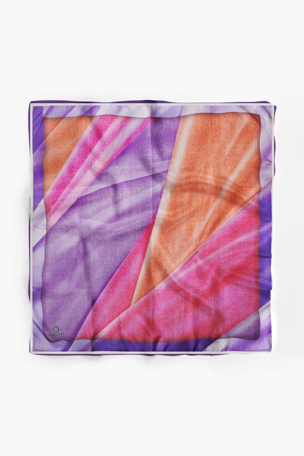%100 İpek Kadın Desenli Bandana 80x80