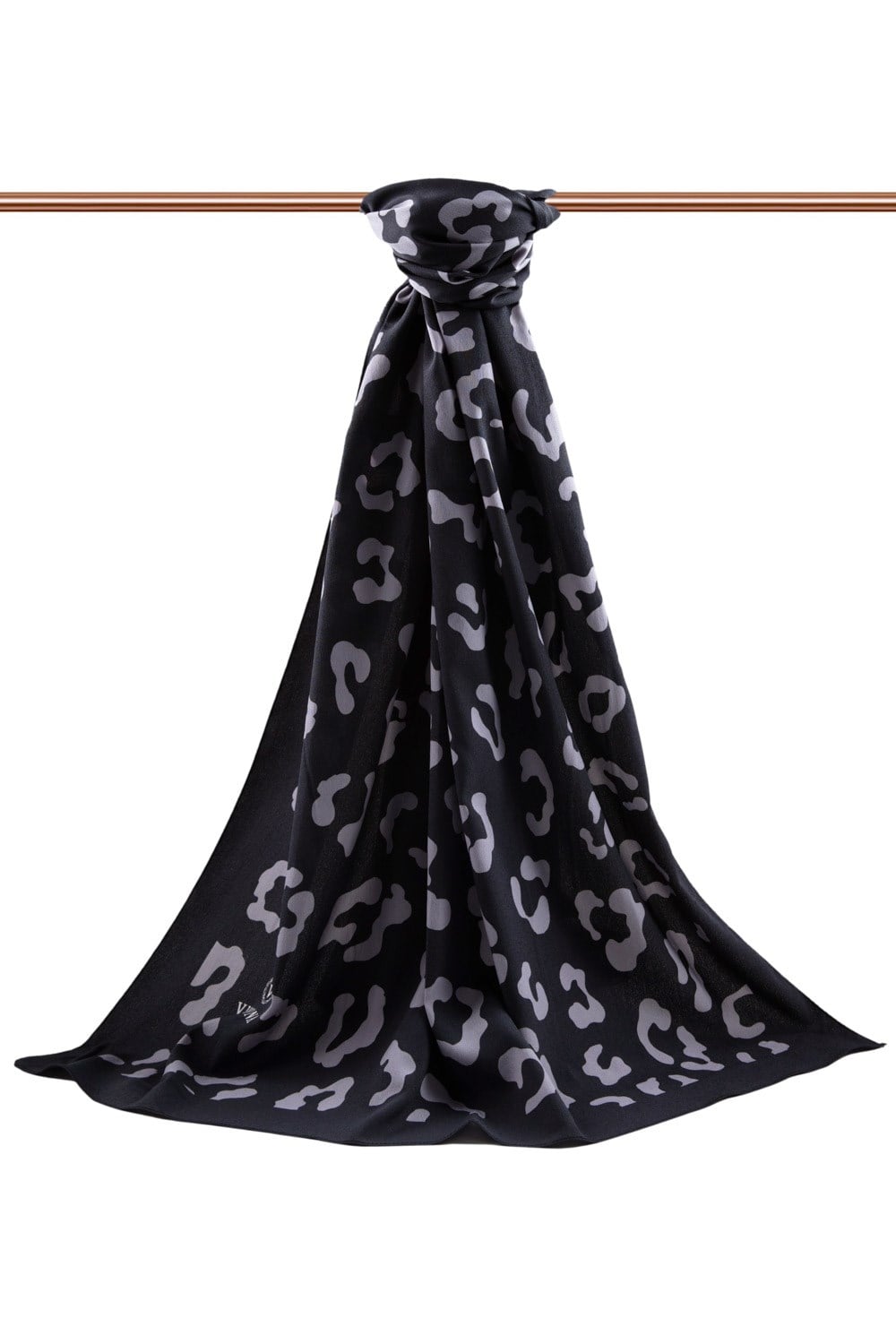 KREP LEOPAR DESENLİ GRİ RENKLİ 75X195 KIRIŞMAZ ŞAL
