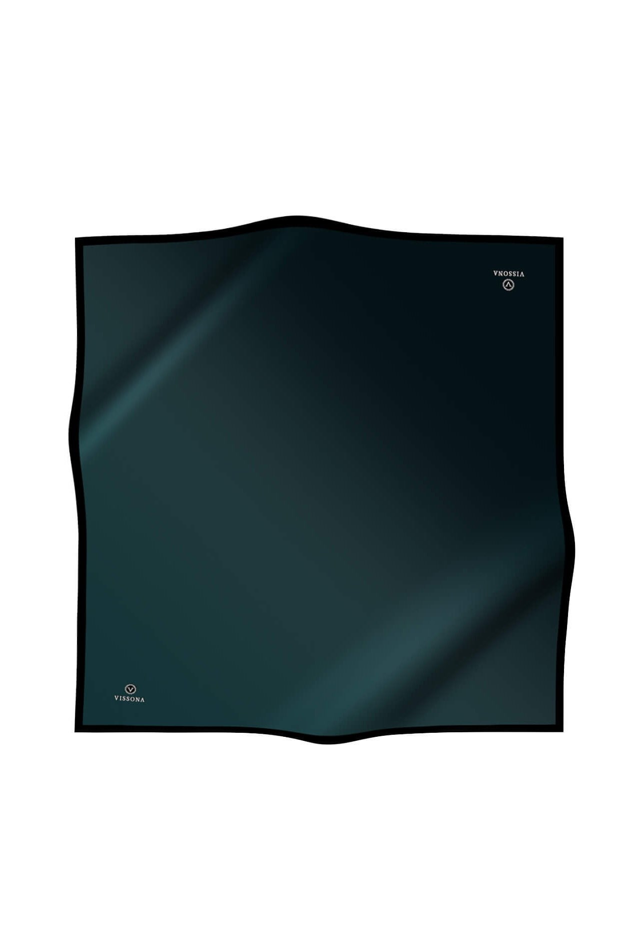 %100 Twill İpek Degrade Desenli Petrol Yeşili Renkli 90x90 Eşarp Dikim Şekli : El Dikişi