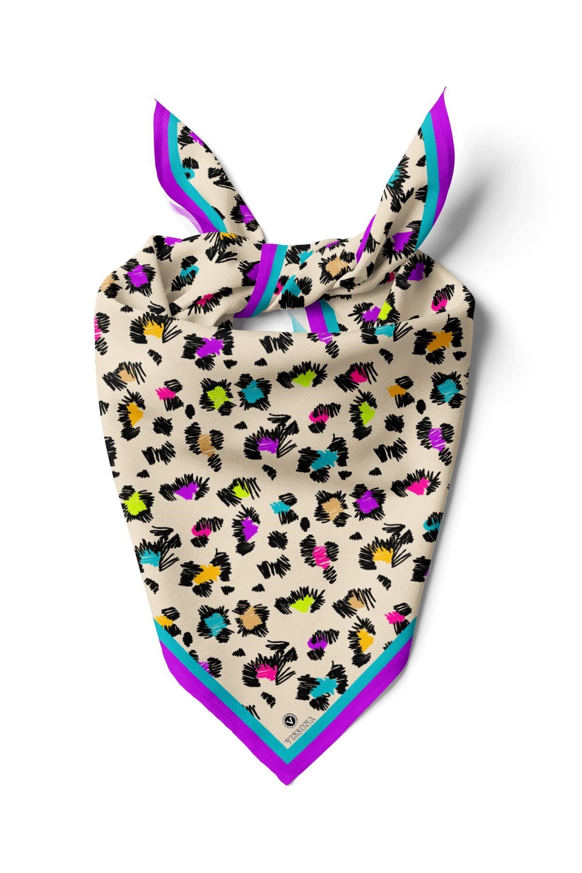 Vissona Leopar Desenli İpek Bandana