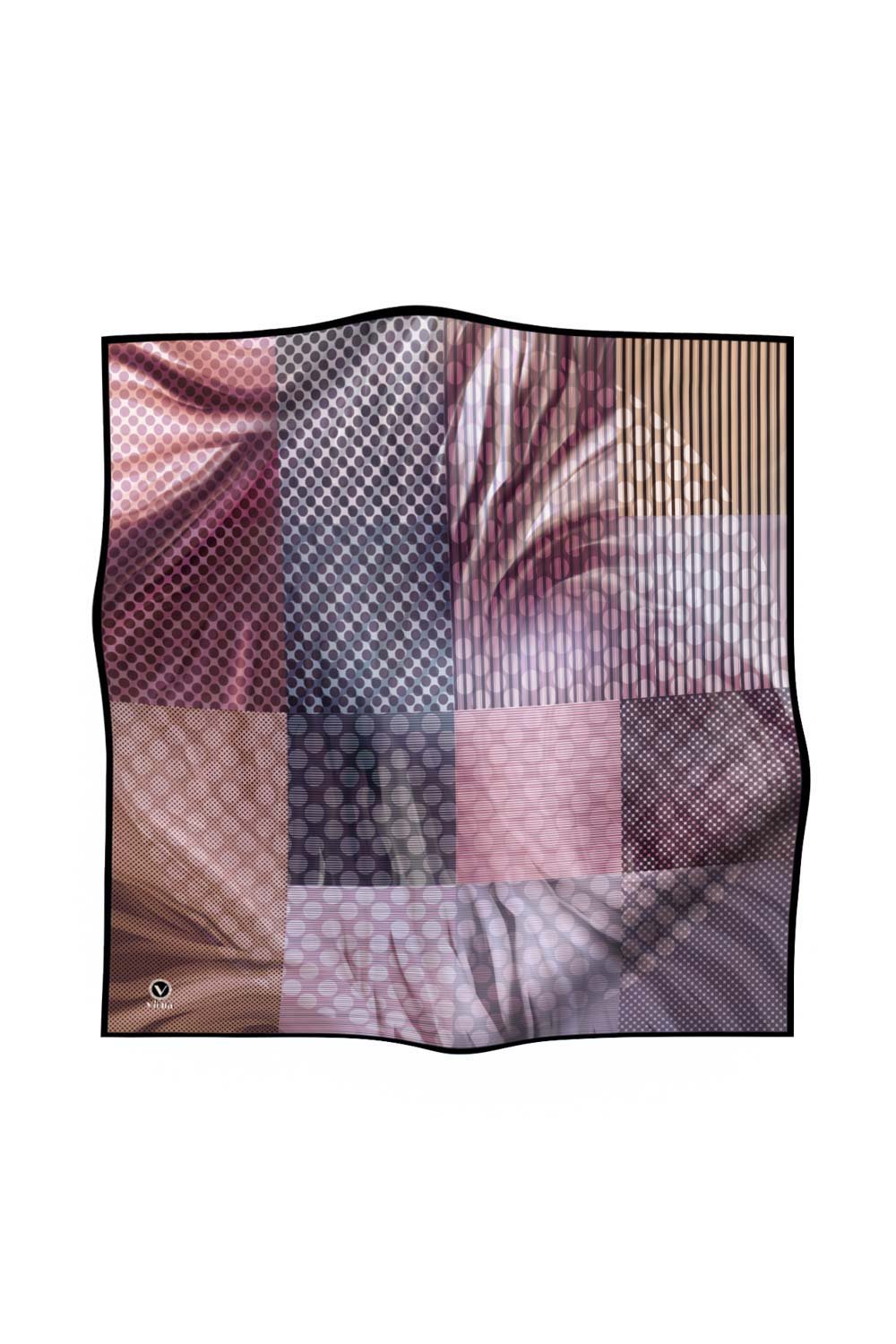 Twill Geometrik Desenli Lila Renkli 90x90 Eşarp (İpek İçermez) Kenar Dikiş Şekli El Dikişli