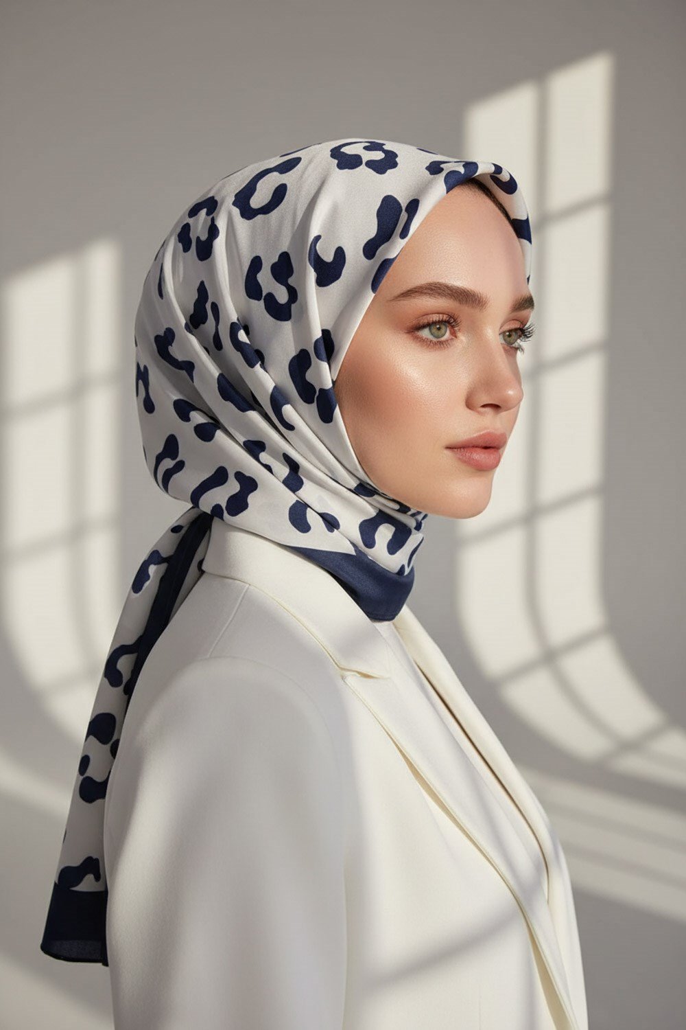 KREP LEOPAR DESENLİ KREM - LACİ RENKLİ 75X195 KIRIŞMAZ ŞAL