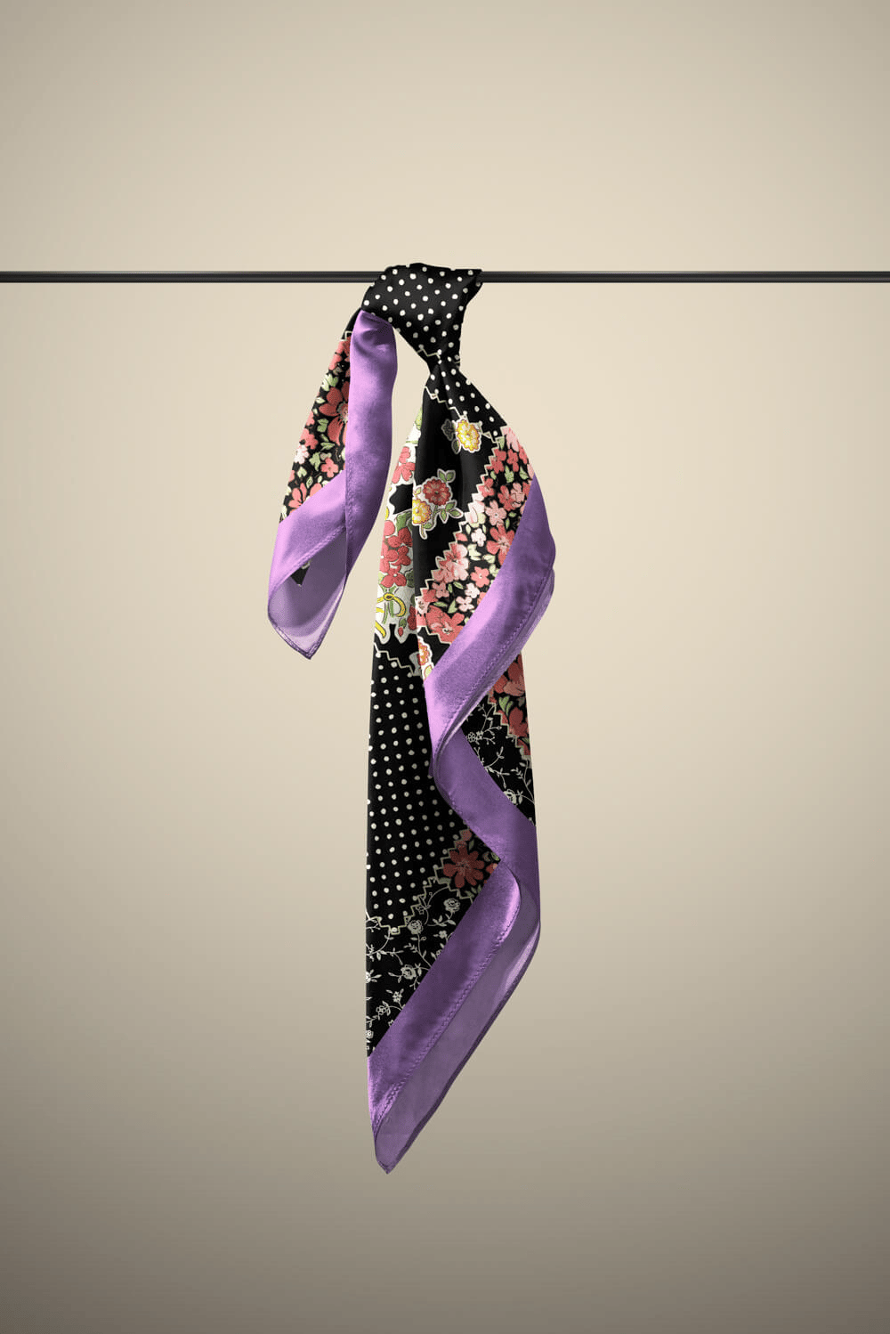 A47 Kadın Patchwork Desenli Bandana 50x50 DG0114-22