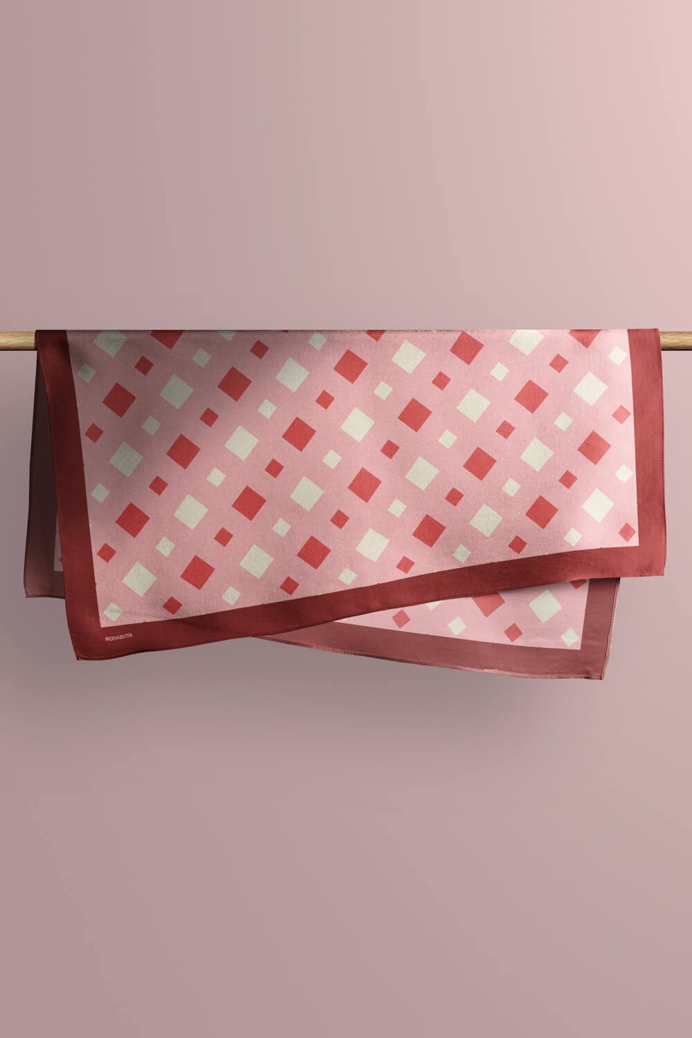 Violla D44 Kadın Kareli Desenli Bandana 50x50 Kırmızı DG0281-22