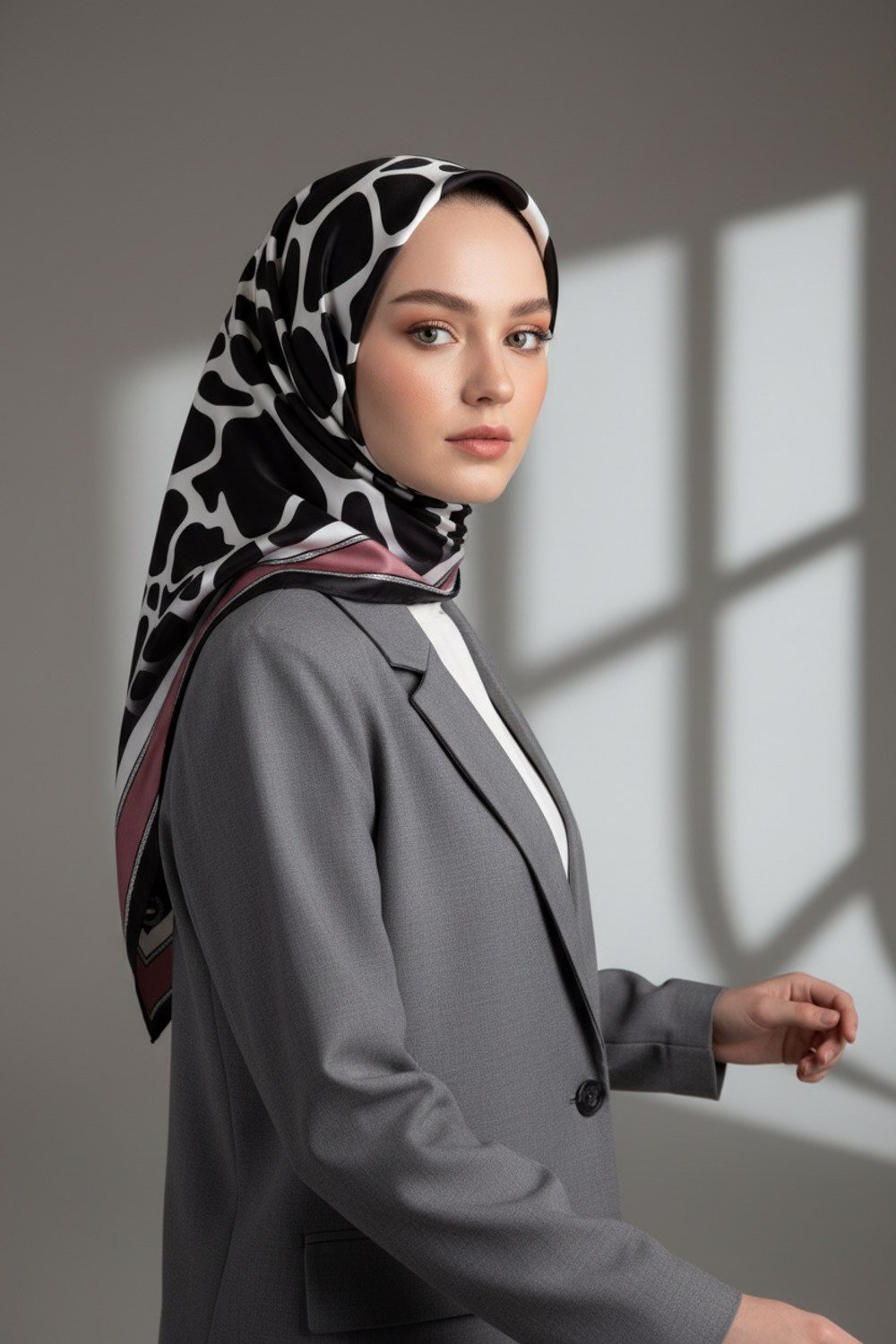 Kristal Taş Desenli Gül Kurusu Renkli 90x90 Eşarp (İpek İçermez) Dikim Şekli : El Dikişi