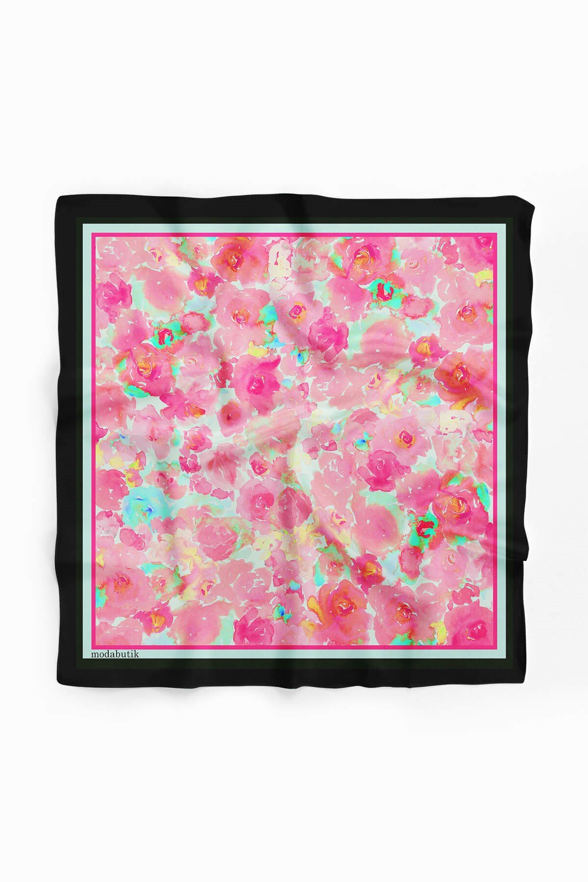 Violla Kadın Pembe Çiçek Desenli 50x50 Bandana HYL DG01587-22