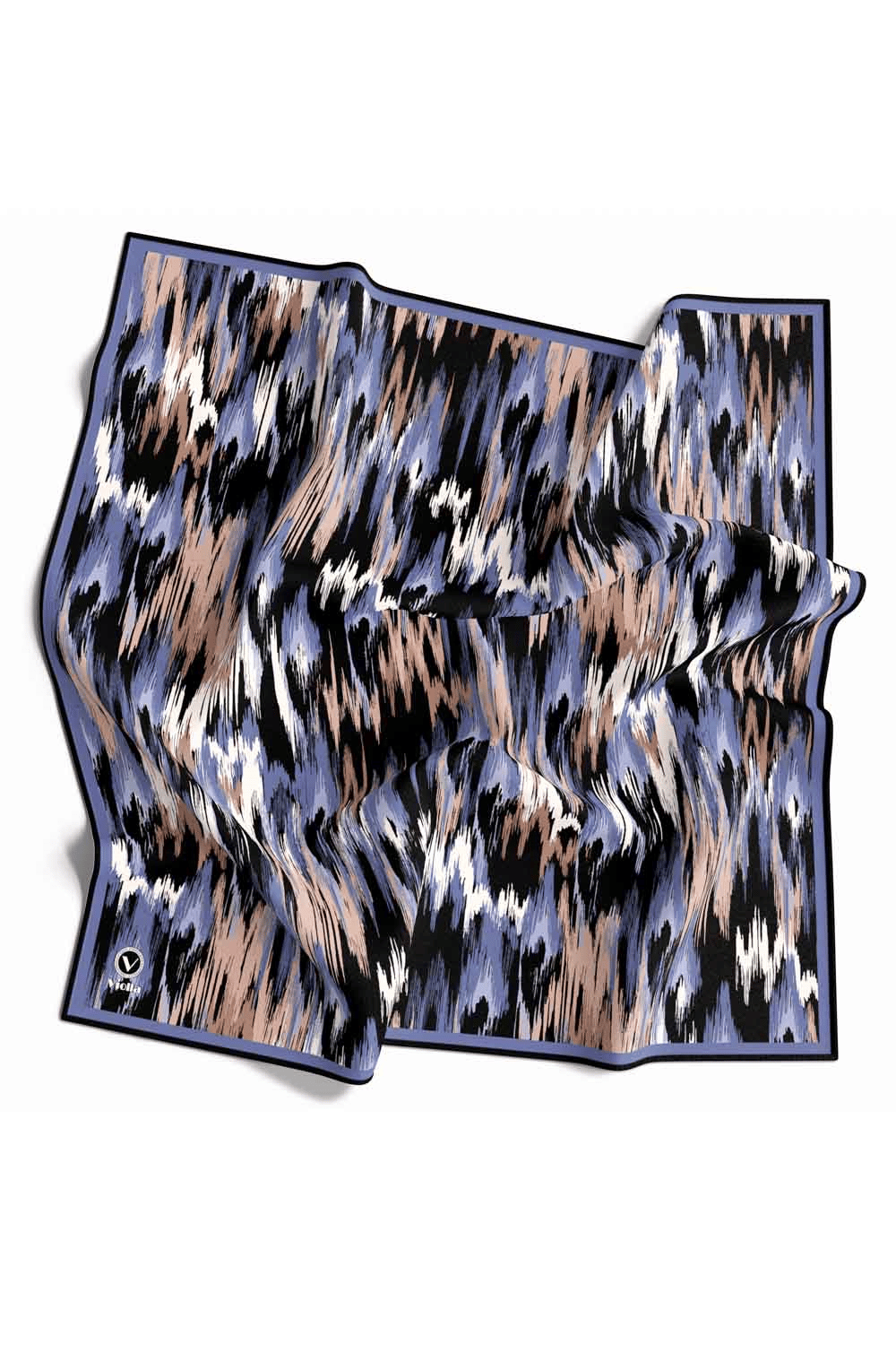 Twill Fırça Desenli Bebe Mavisi Renkli 90x90 Eşarp (İpek İçermez) Kenar Dikiş Şekli El Dikişli