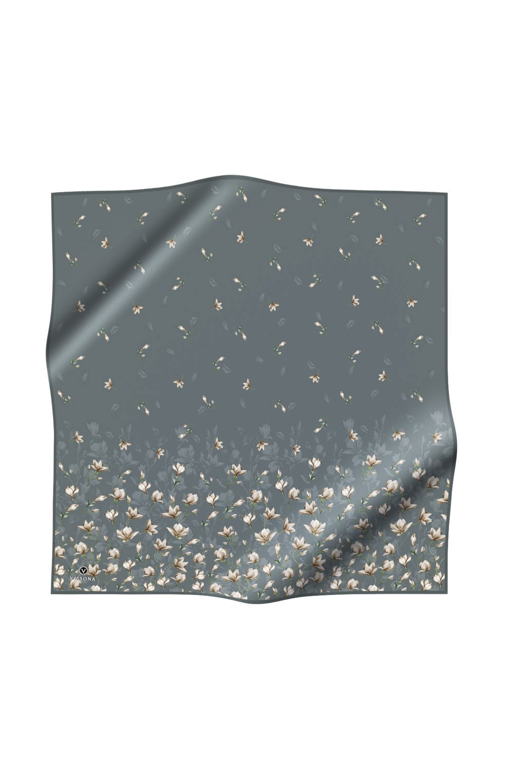 %100 Twill İpek Çiçek Desenli Mint Yeşili Renkli 90x90 Eşarp Dikim Şekli : El Dikişi