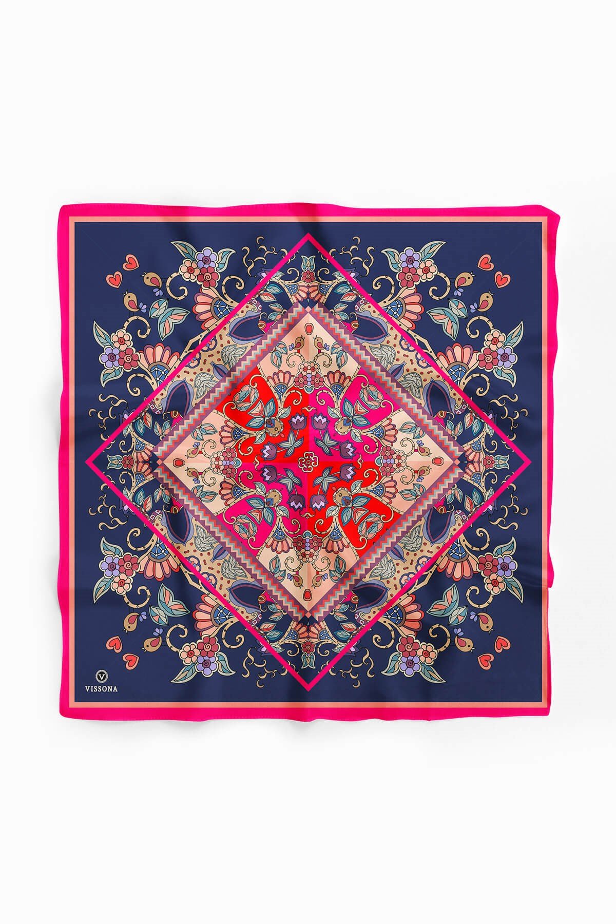 %100 İpek Etnik Desenli Kadın Bandana