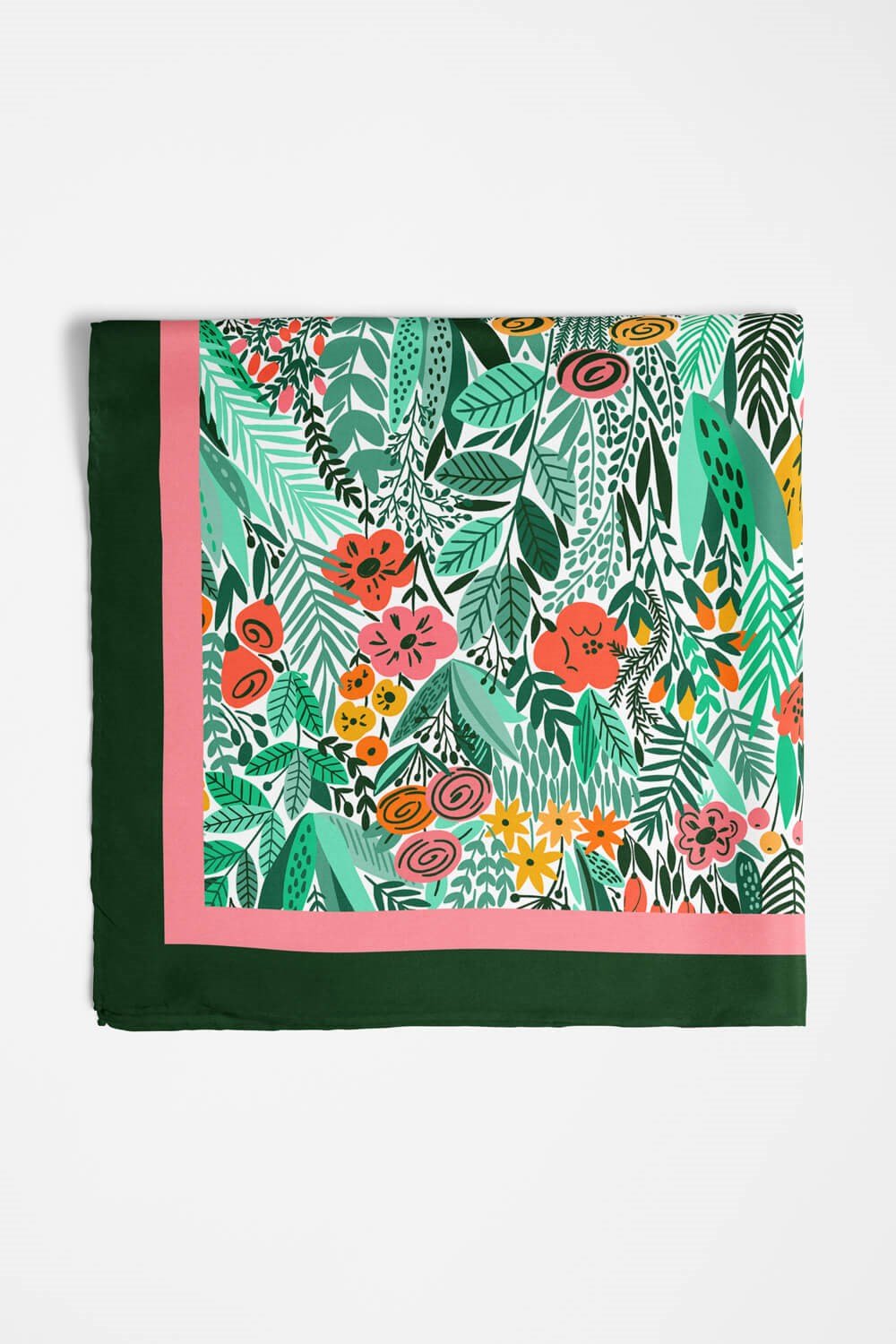 Violla A44 Kadın Yeşil Greenery Desenli 50x50 Bandana HYL DG0720-22