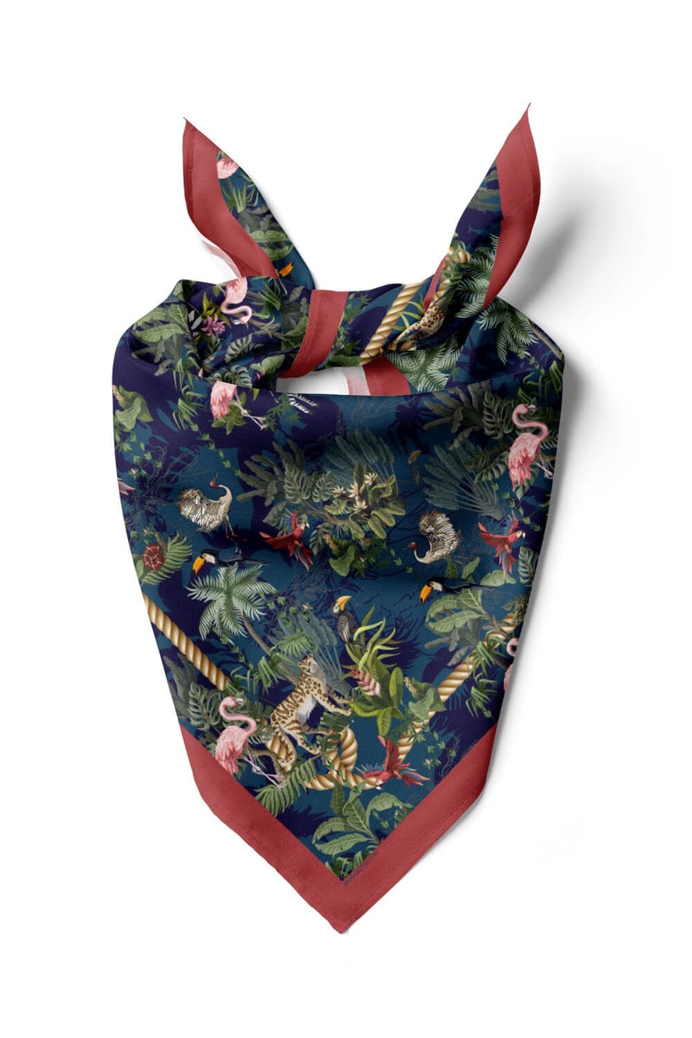 Violla Kadın Lacivert Yeşil Flamingo Desenli 50x50 Bandana HYL DG01131-22