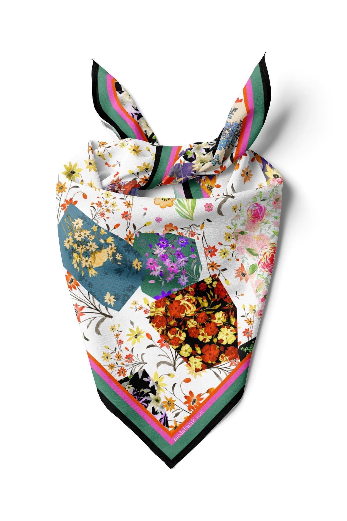 Violla G66 FLOWERS PATCHWORK TASARIMLI BANDANA  DG11971