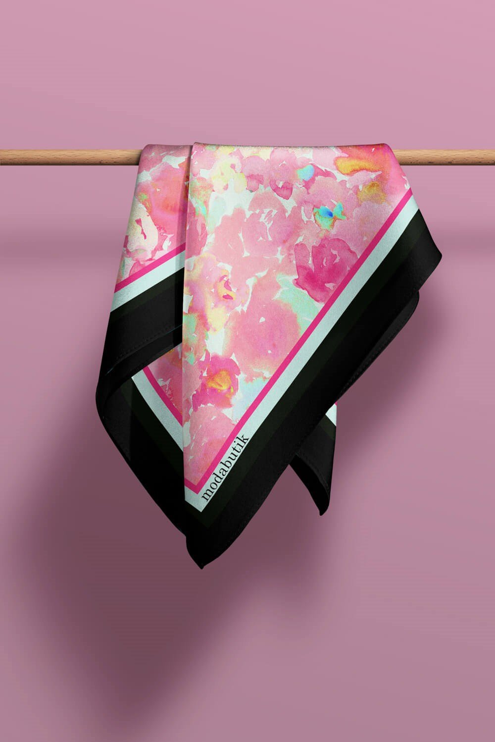 Violla Kadın Pembe Çiçek Desenli 50x50 Bandana HYL DG01587-22