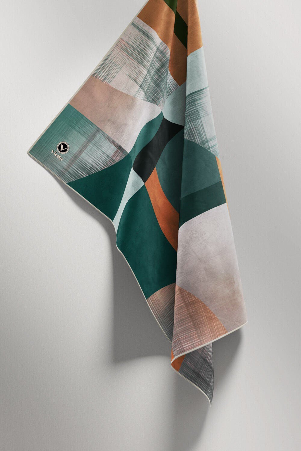 Twill Geometrik Desenli Petrol Mavisi Renkli 90x90 Eşarp (İpek İçermez) Kenar Dikiş Şekli El Dikişli