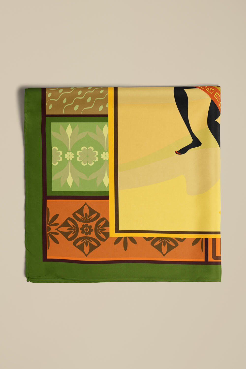 Violla F23 Kadın African Desenli Bandana 50x50 Kahve DG0248-2