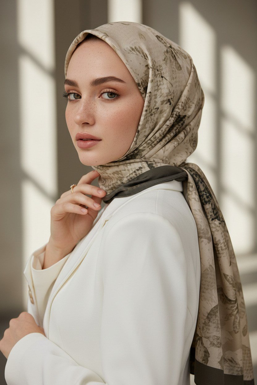 KREP EKOSELİ SONBAHAR DESENLİ FÜME RENKLİ 75X195 KIRIŞMAZ ŞAL