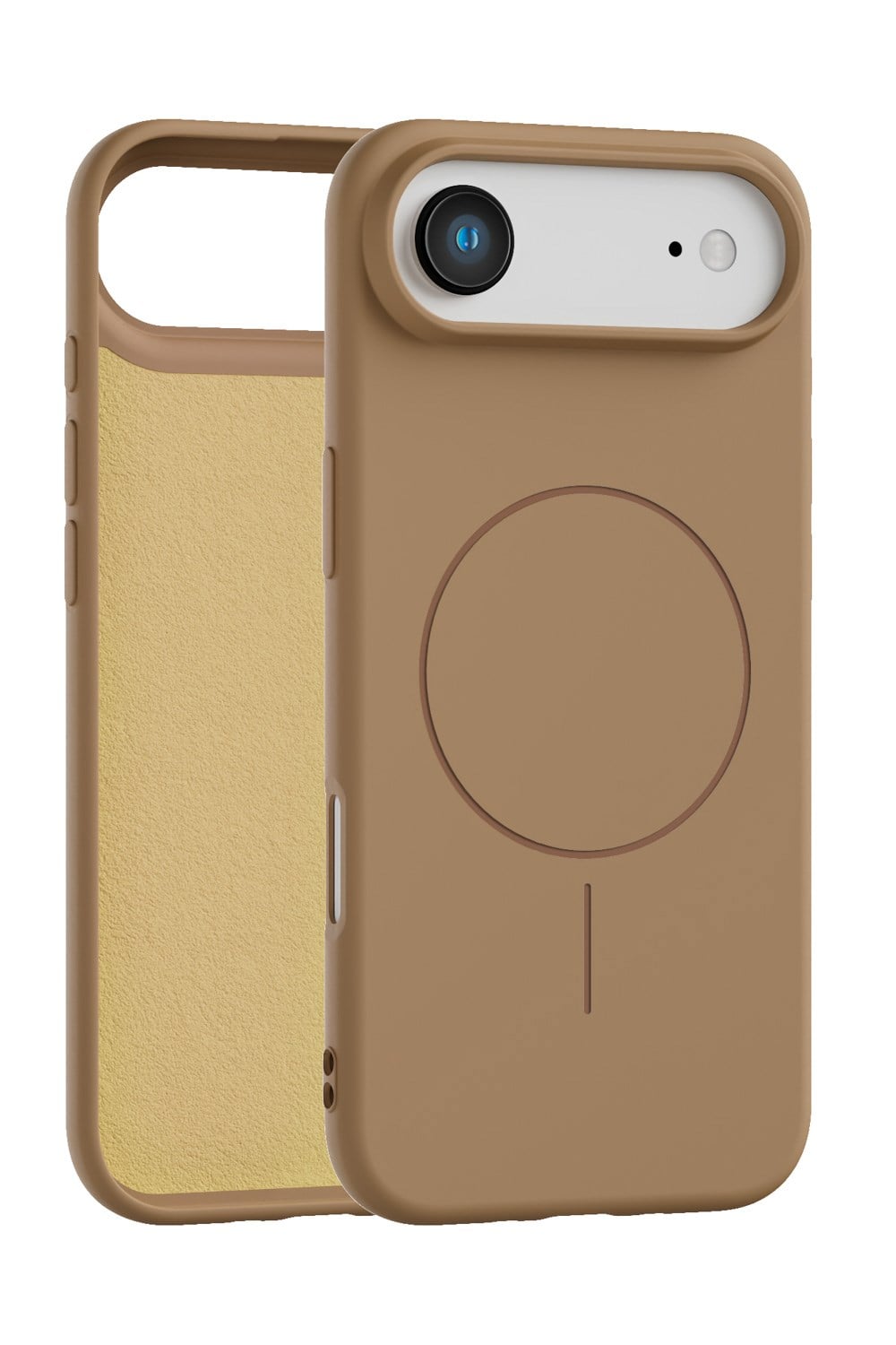 iPhone Air Uyumlu İçi Kadife Magsafe Wireless Şarj Özellikli Camel Renkli Telefon Kılıfı