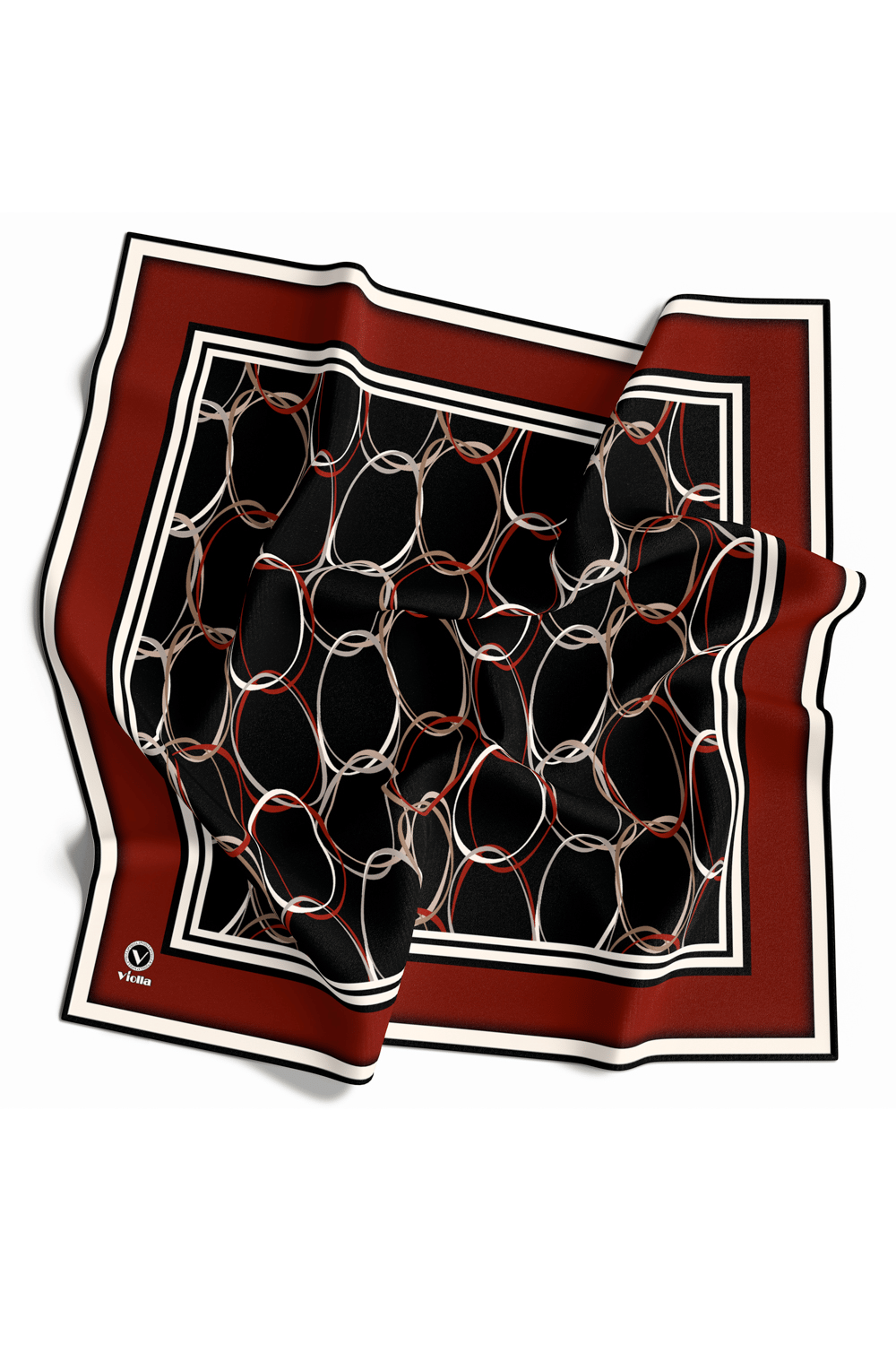 Twill Halka Desenli Bordo Renkli 90x90 Eşarp (İpek İçermez) Kenar Dikiş Şekli El Dikişli