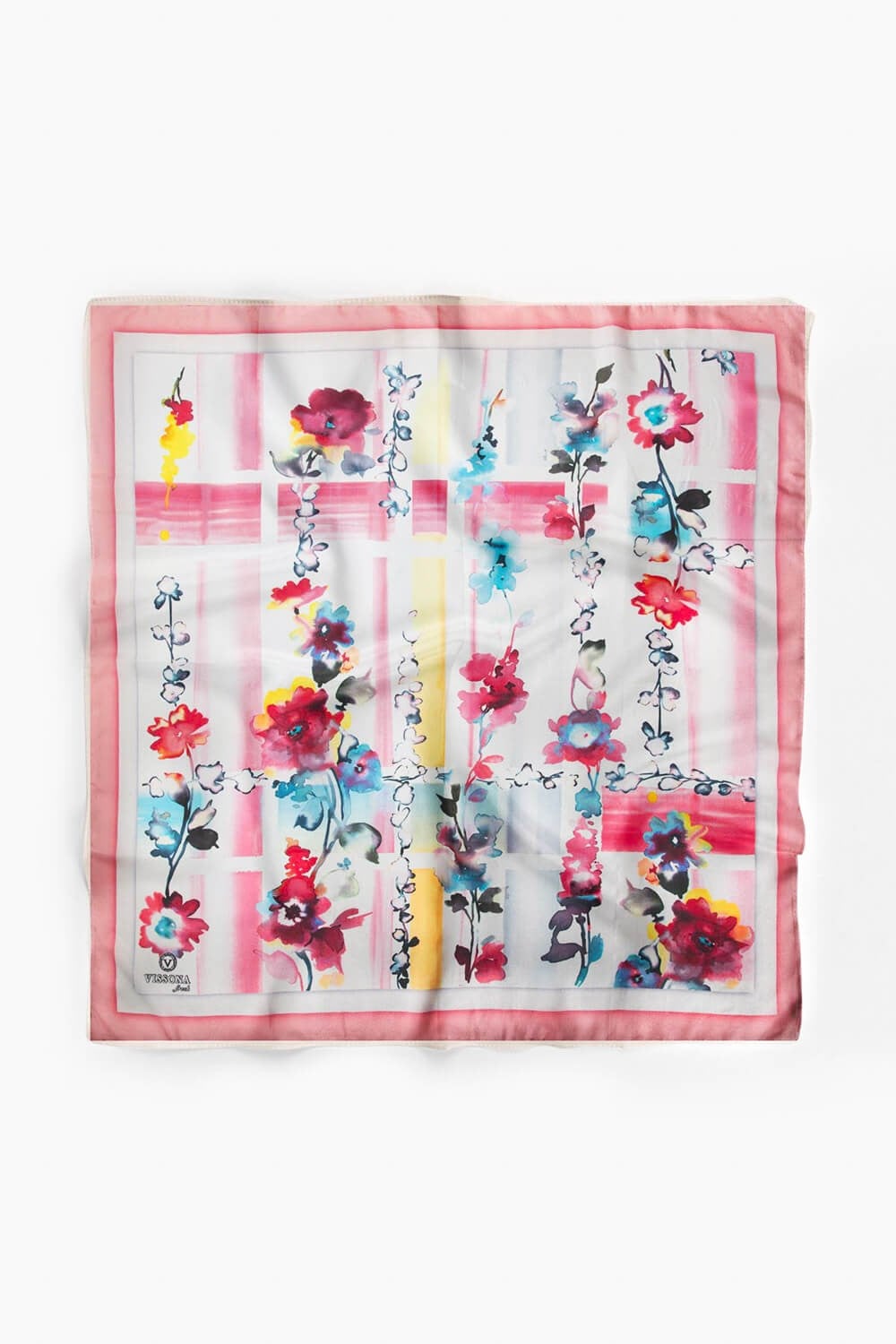 %100 İpek Kadın Desenli Bandana 80x80