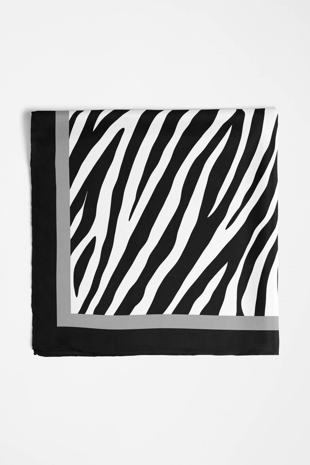 Violla Kadın siyah Beyaz Zebra Desenli 50x50 Bandana HYL DG0567-22