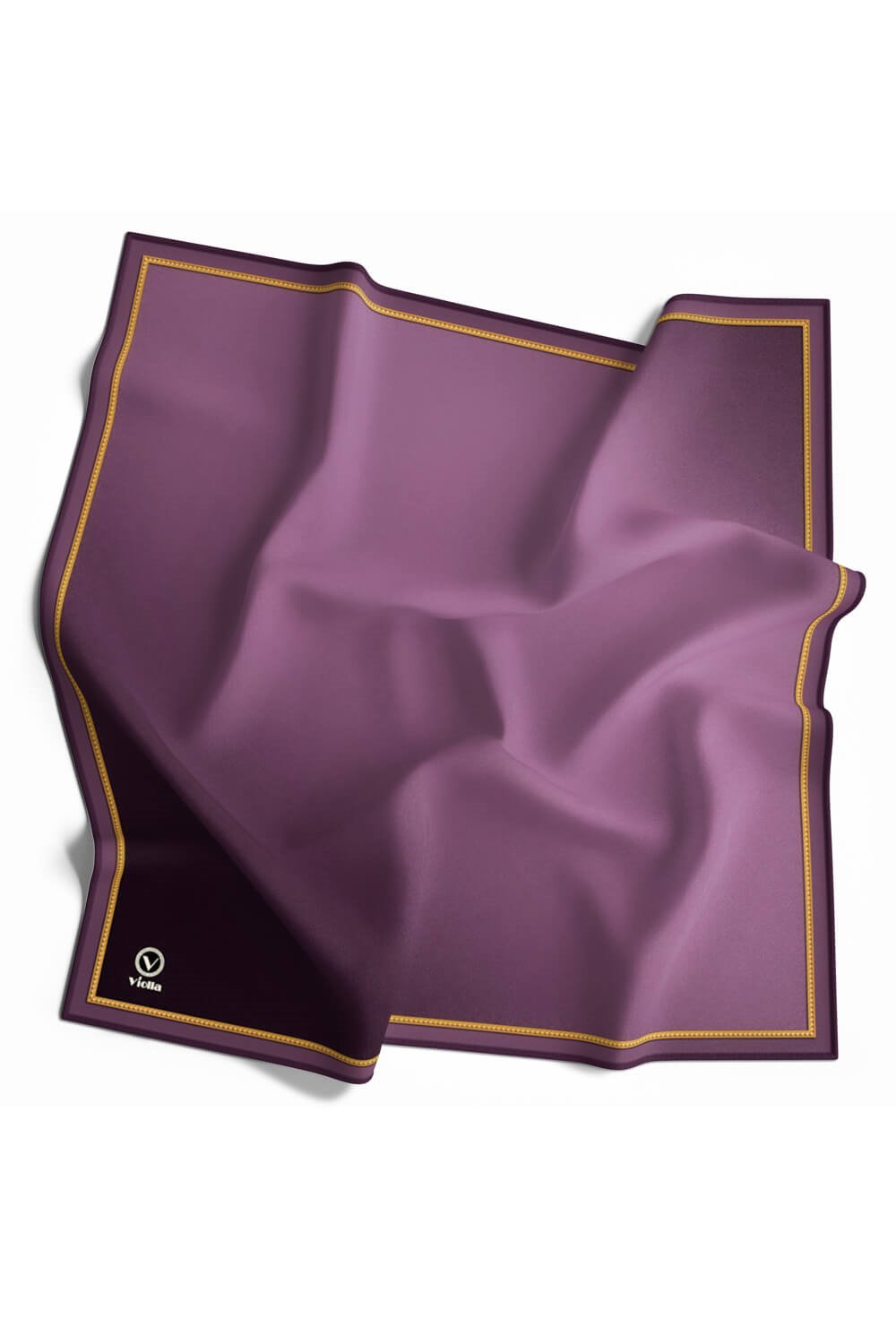 Twill Degrade Desenli Mor Renkli 90x90 Eşarp (İpek İçermez) Kenar Dikiş Şekli El Dikişli