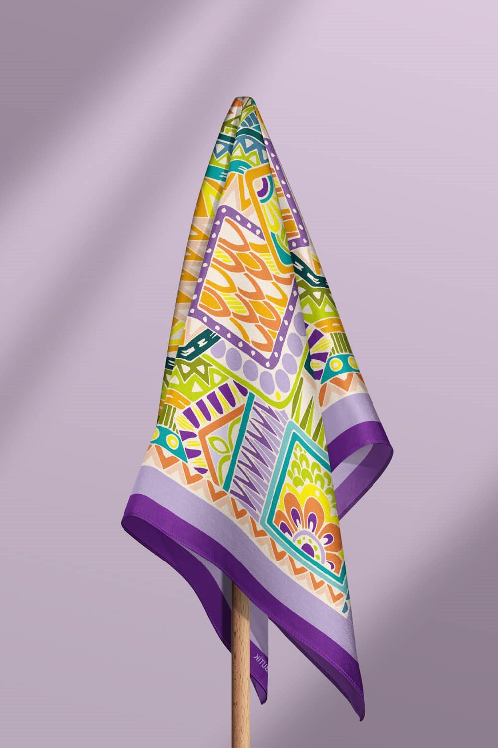 Violla B72 Kadın Lila Sweat Patch Desenli 50x50 Bandana HYL DG0643-22