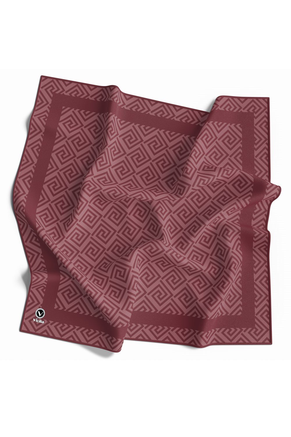Twill Minimalist Desenli Gül Kurusu Renkli 90x90 Eşarp (İpek İçermez) Kenar Dikiş Şekli El Dikişli
