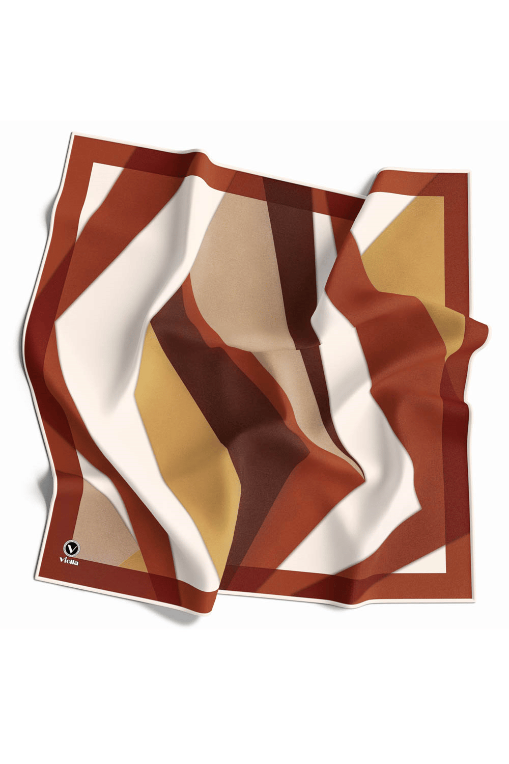 Twill Geometrik Desenli Taba Renkli 90x90 Eşarp (İpek İçermez) Dikim Şekli : El Dikişi