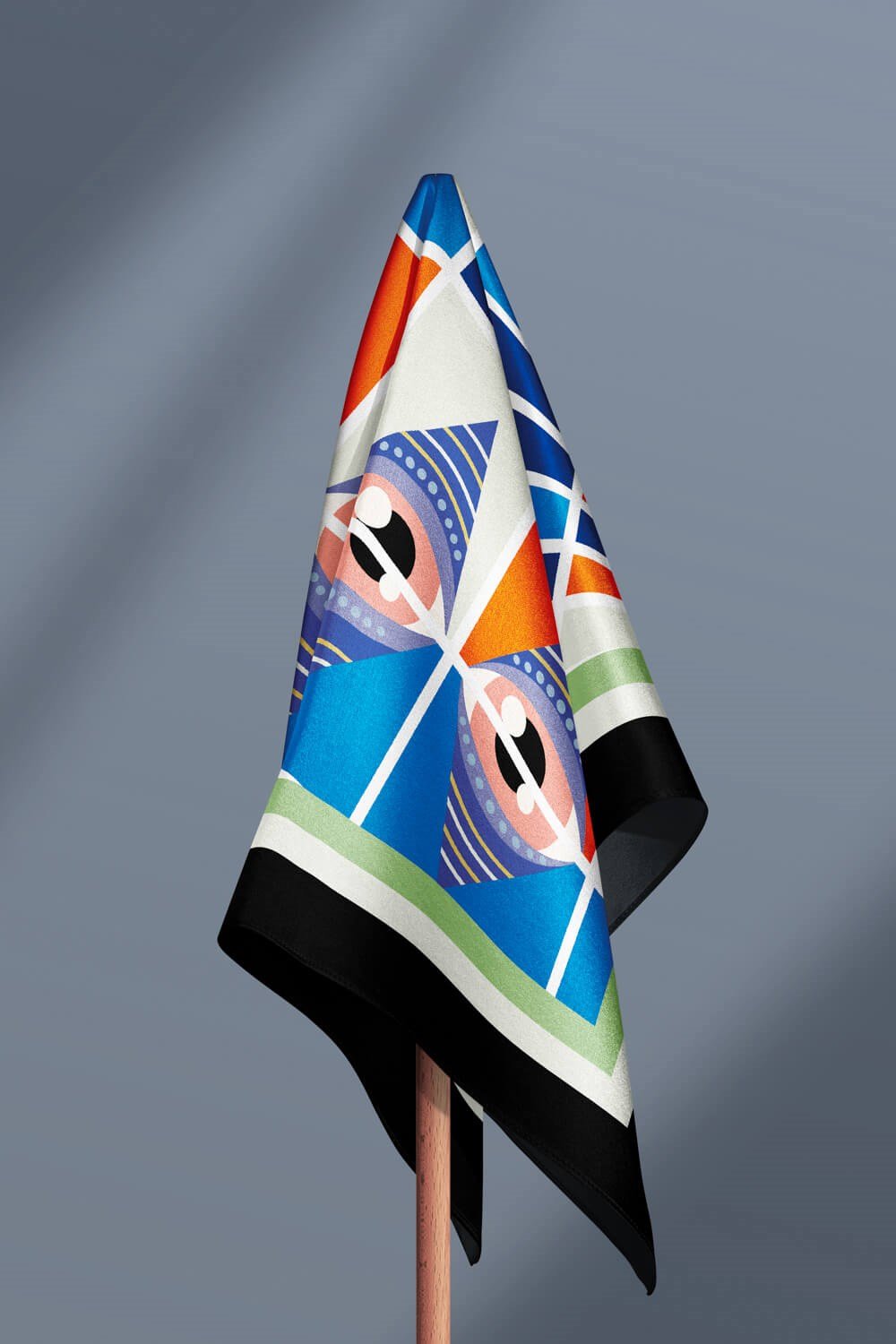 Violla C104 Kadın Mavi Turuncu Göz Desenli 50x50 Bandana HYL DG1995-22