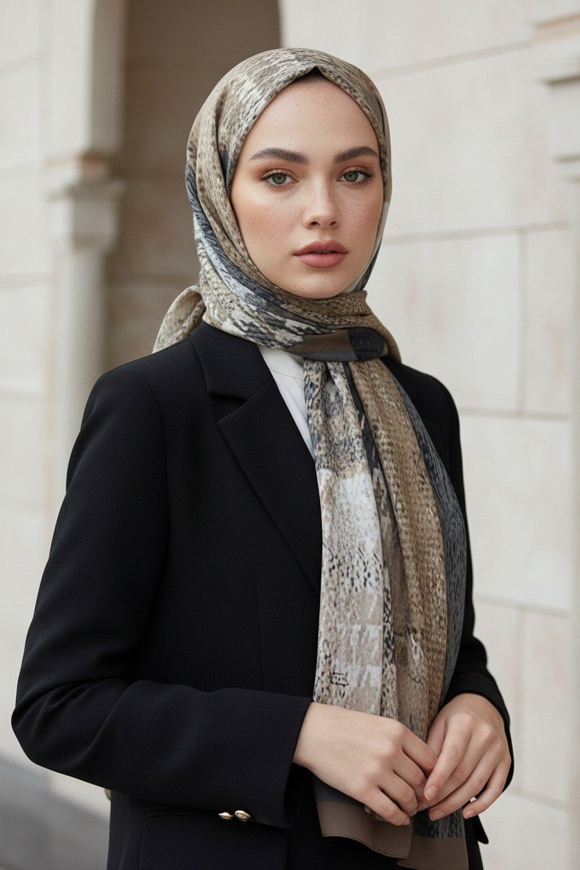 KREP KAZAYAĞI DESENLİ BEJ RENKLİ 75X195 KIRIŞMAZ ŞAL