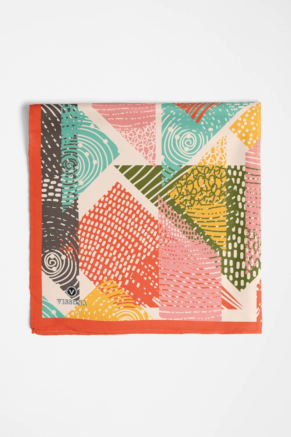 %100 İpek Geometrik Desenli Kadın Bandana