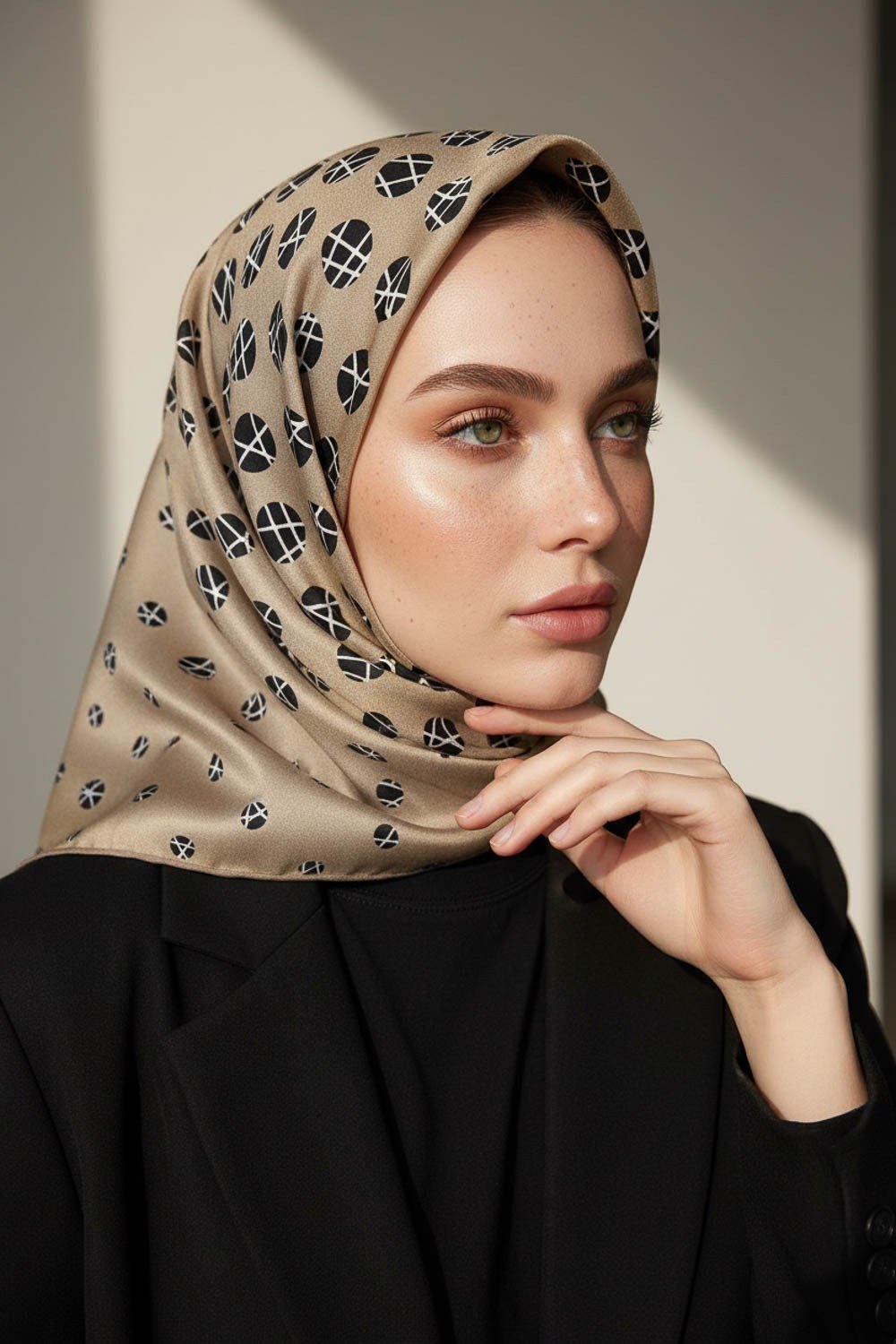 %100 Twill İpek Eşarp 90x90 Çizgili Desenli El Dikişli Kadın Eşarp