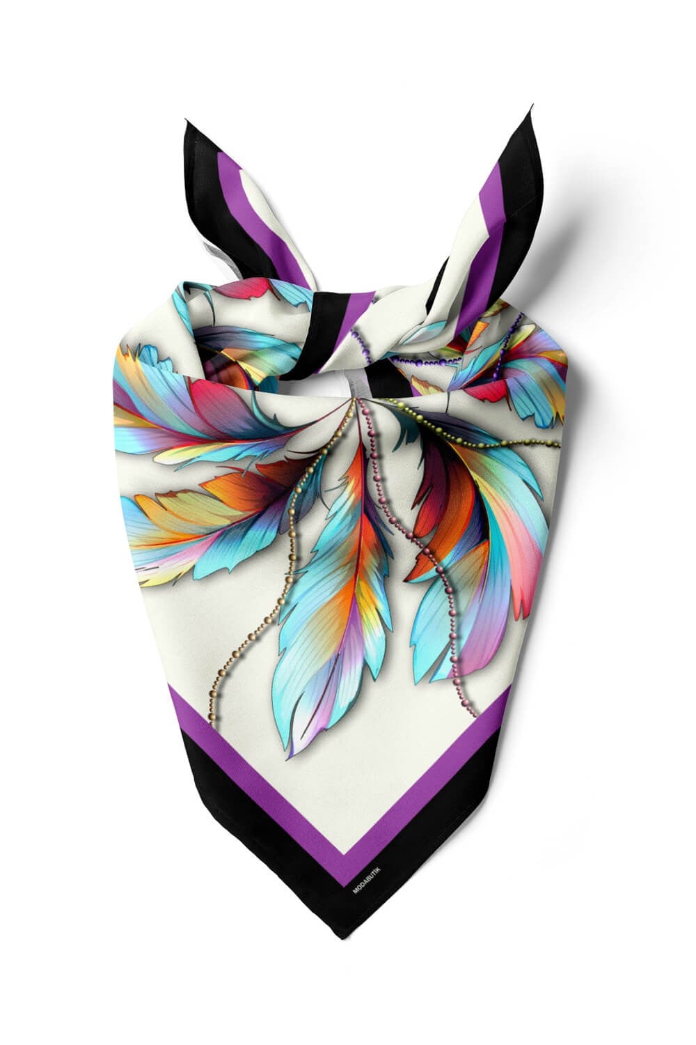 Violla Kadın Leaf Desenli Bandana 50x50 Mor DG0226-22