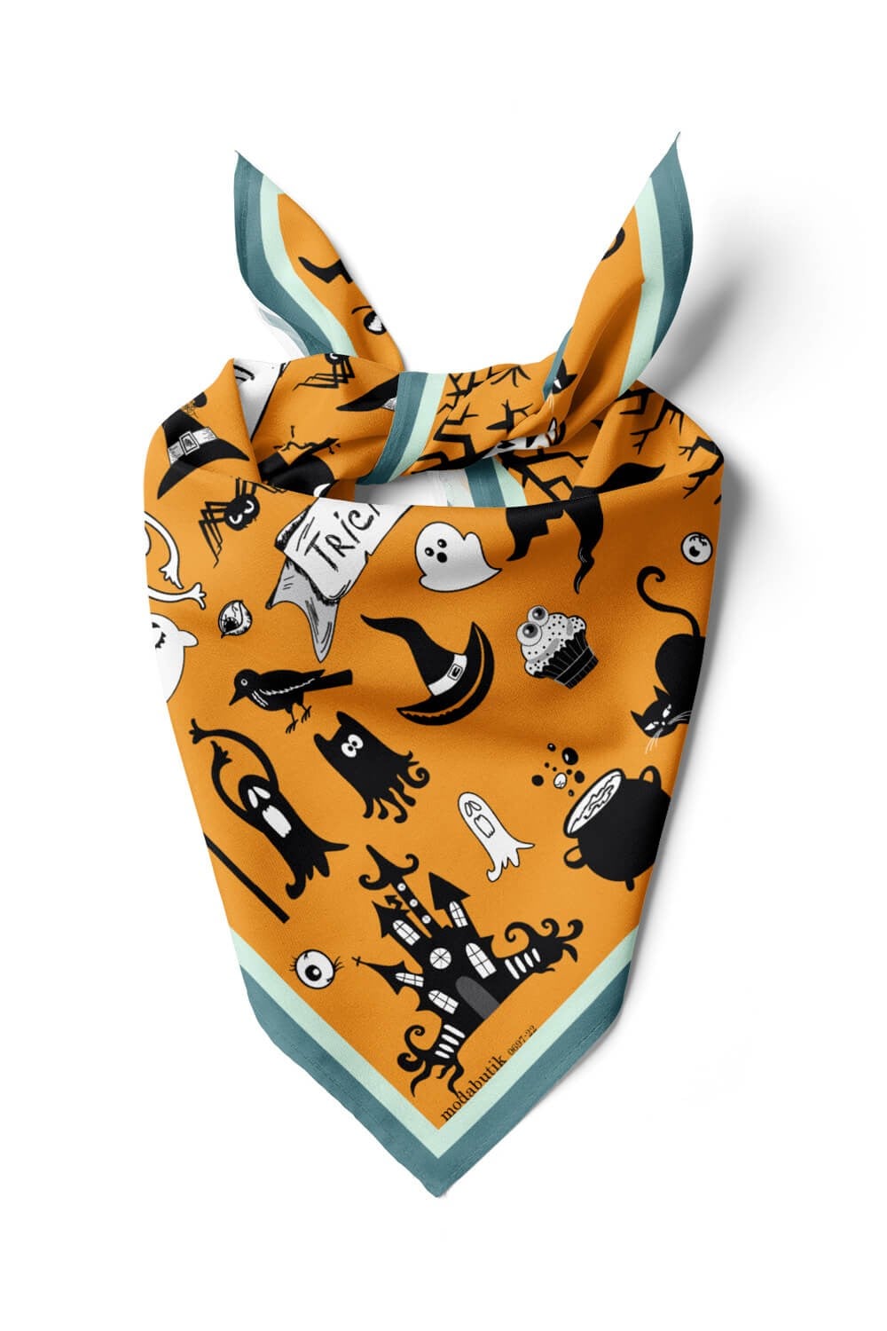 Violla Kadın Hardal Trick or Treat Desenli 50x50 Bandana DG0697-22