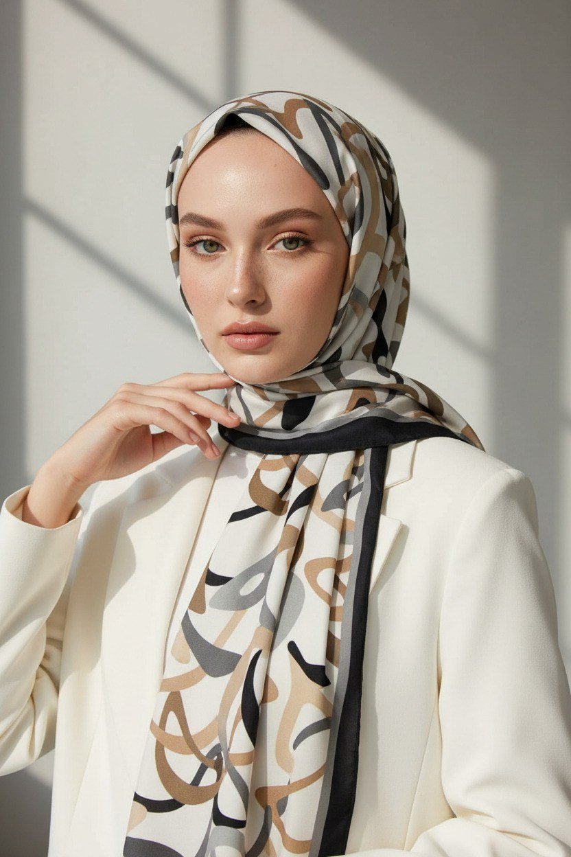 KREP BOOMERANG DESENLİ GRİ RENKLİ 75X195 KIRIŞMAZ ŞAL