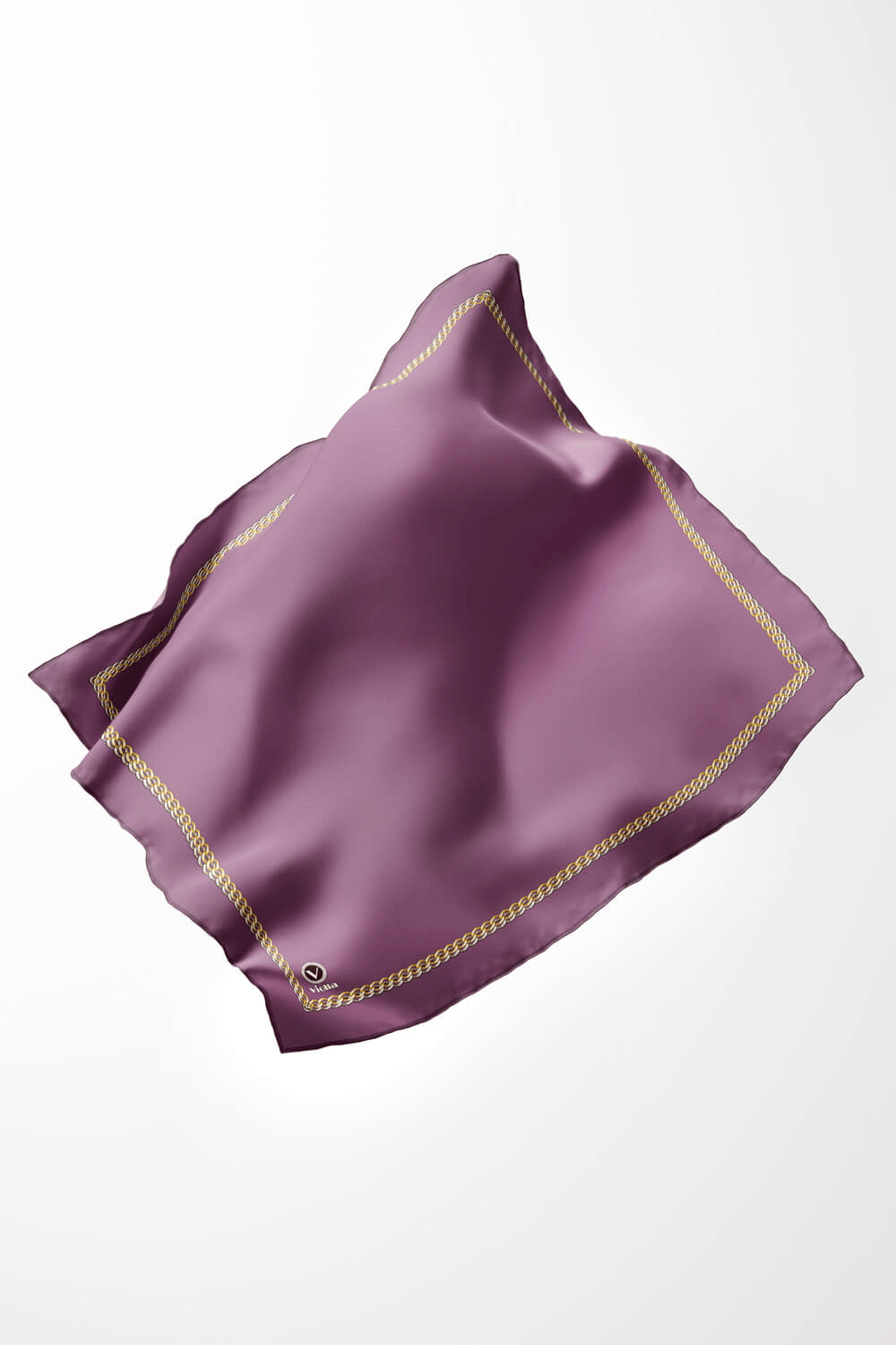 Twill Kenar Motifi Zincir Desenli Düz Lila Renkli 90x90 Dikim Şekli : El Dikişi Eşarp (İpek İçermez)