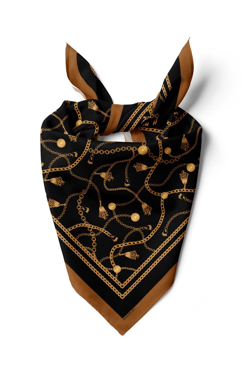 Violla C28 Kadın Sarı Siyah Zincir Desenli 50x50 Bandana HYL DG01611-22
