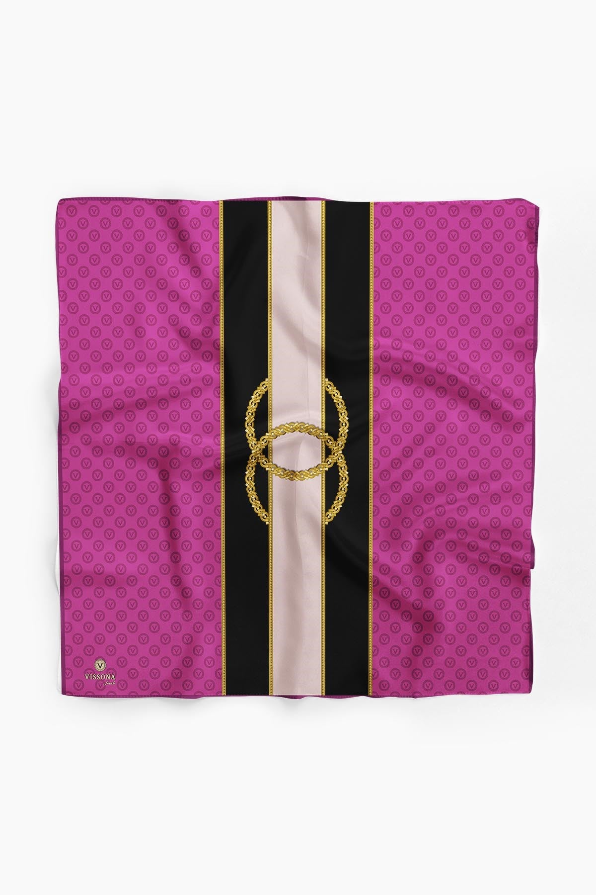 %100 İpek Kadın Desenli Bandana 80x80