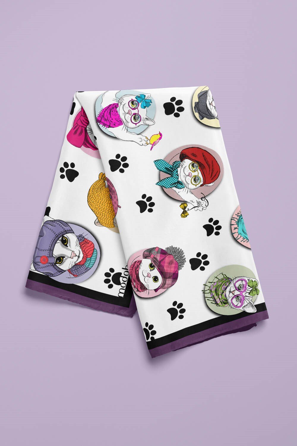 Violla Kedi Desenli Bandana