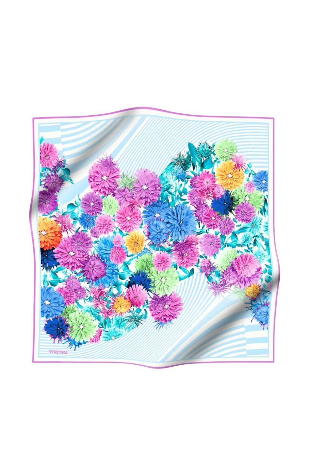 %100 İpek Kadın Desenli Bandana 80x80