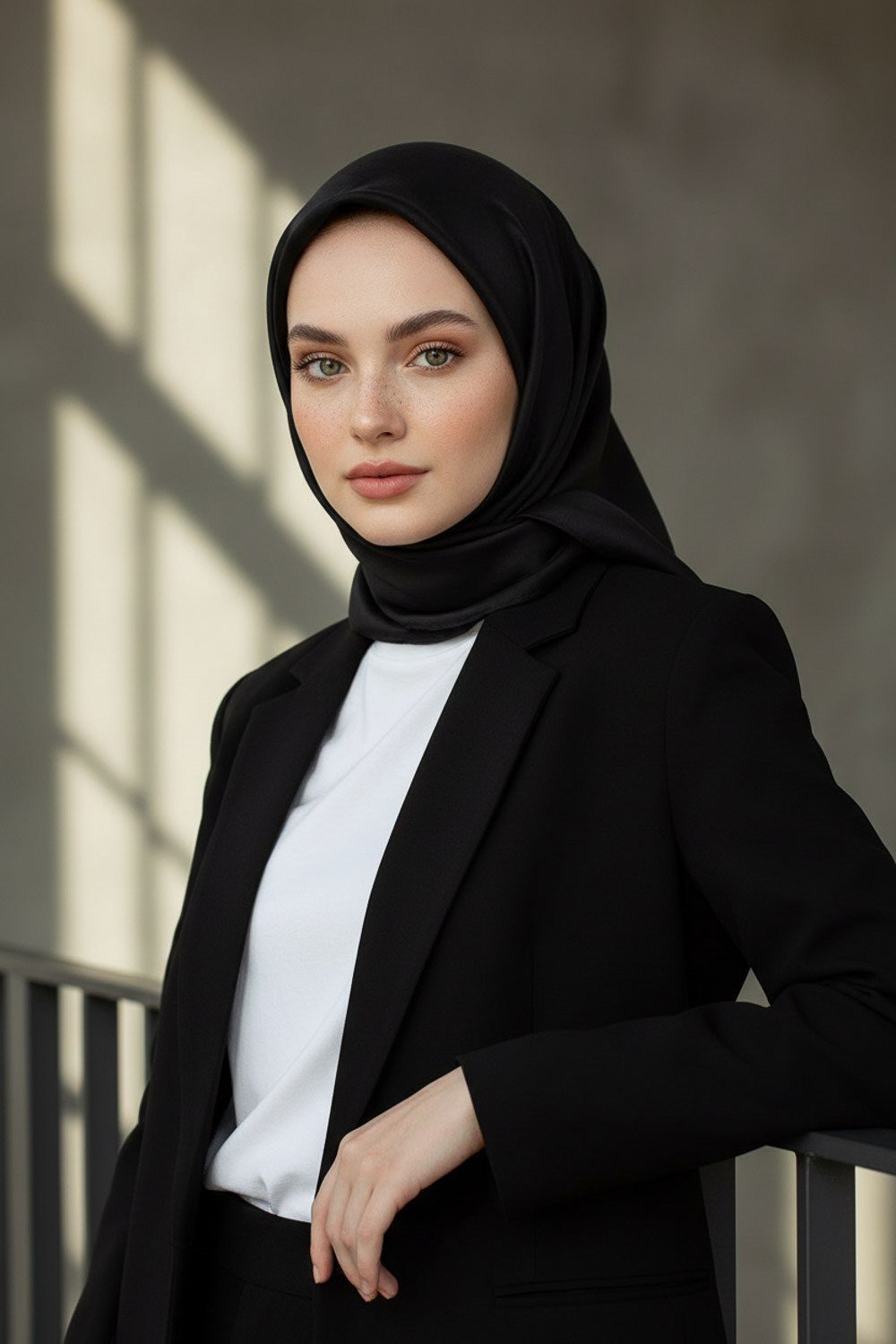 %100 Twill İpek Düz Siyah Renkli Daha Tok Exclusive Serisi 90x90 Eşarp Dikim Şekli : El Dikişi