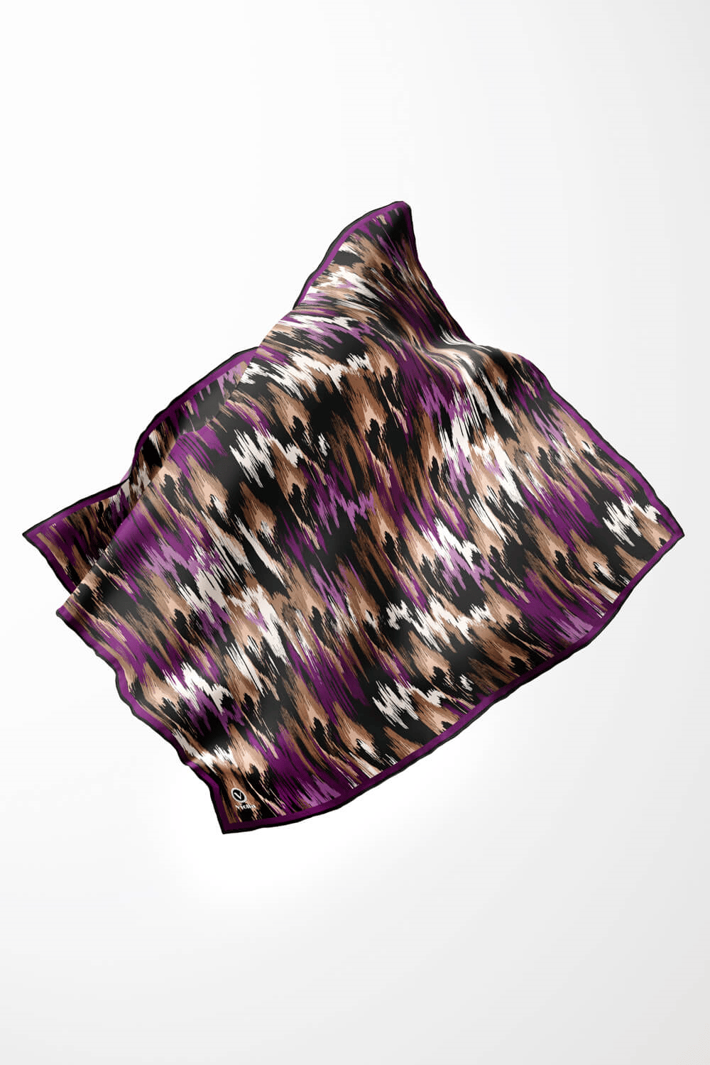 Twill Fırça Desenli Mürdüm Renkli 90x90 Eşarp (İpek İçermez) Kenar Dikiş Şekli El Dikişli