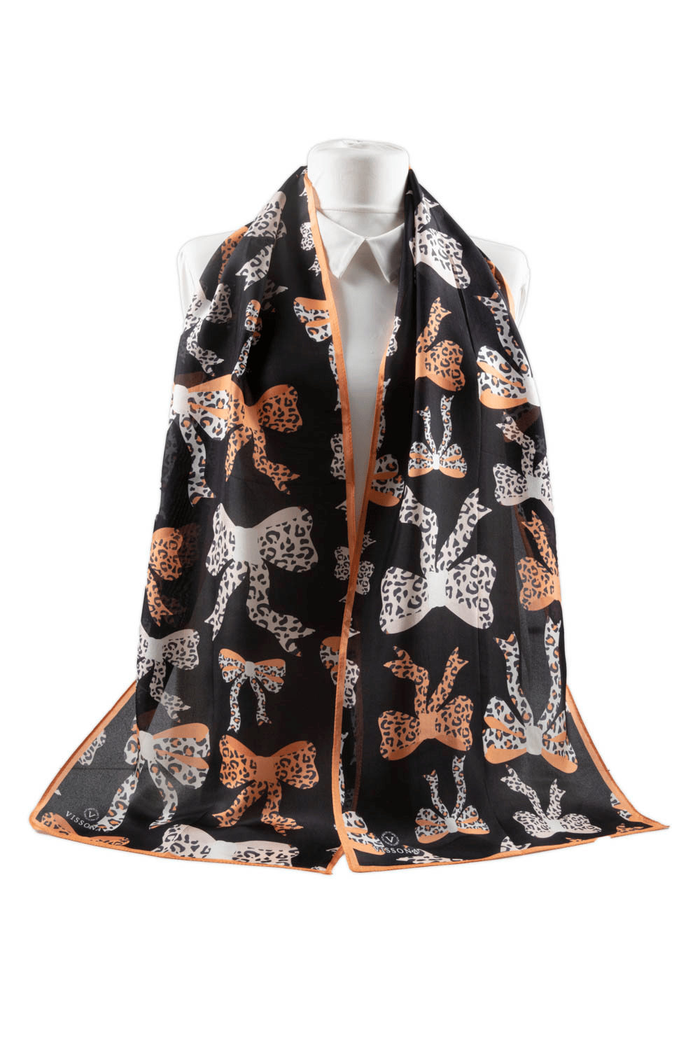 SATEN İPEK LEOPAR FİYONK DESENLİ KADIN FULAR