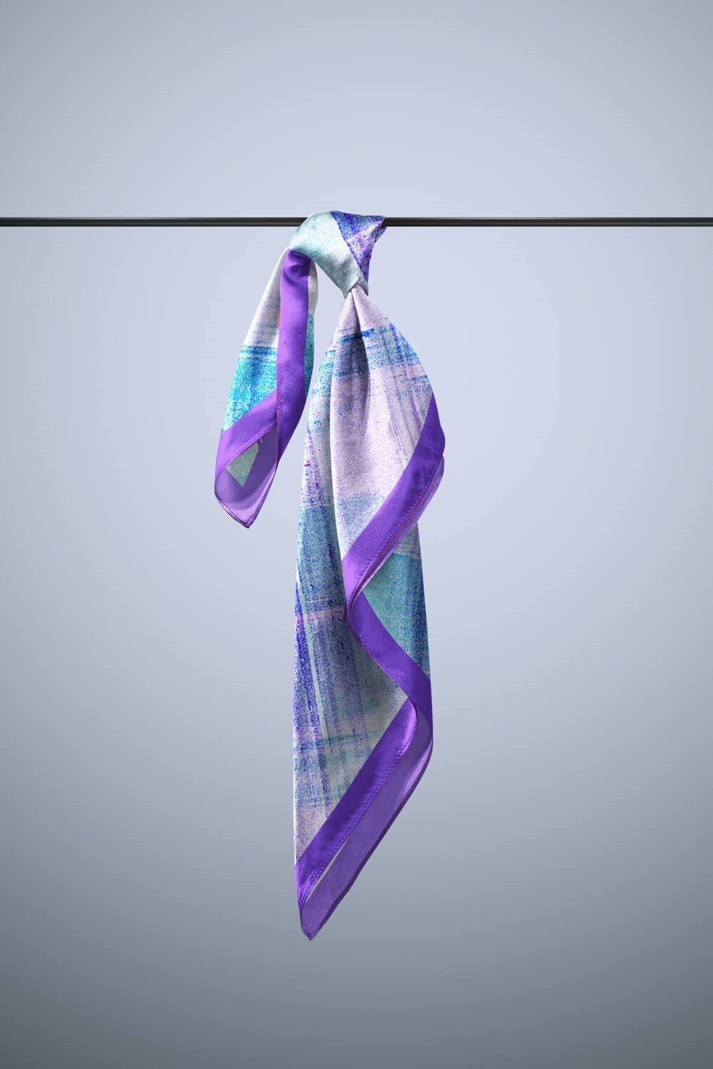Violla D47 Kadın Egzotik Desenli Bandana 50x50 Mavi DG0279-22