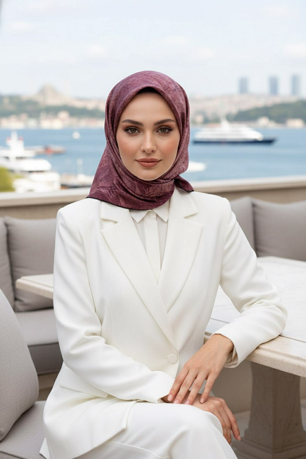 % 57 İpek % 43 Viskon Twill İpek Degradeli Yaprak  Desenli Pudra Renkli 90x90 Eşarp Dikim Şekli : El Dikişi