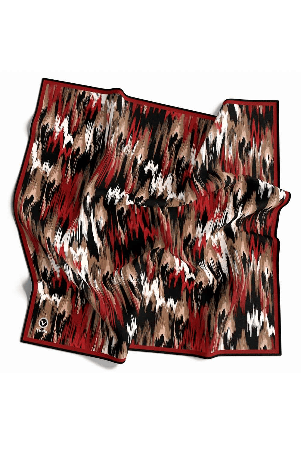 Twill Fırça Desenli Bordo Renkli 90x90 Eşarp (İpek İçermez) Kenar Dikiş Şekli El Dikişli