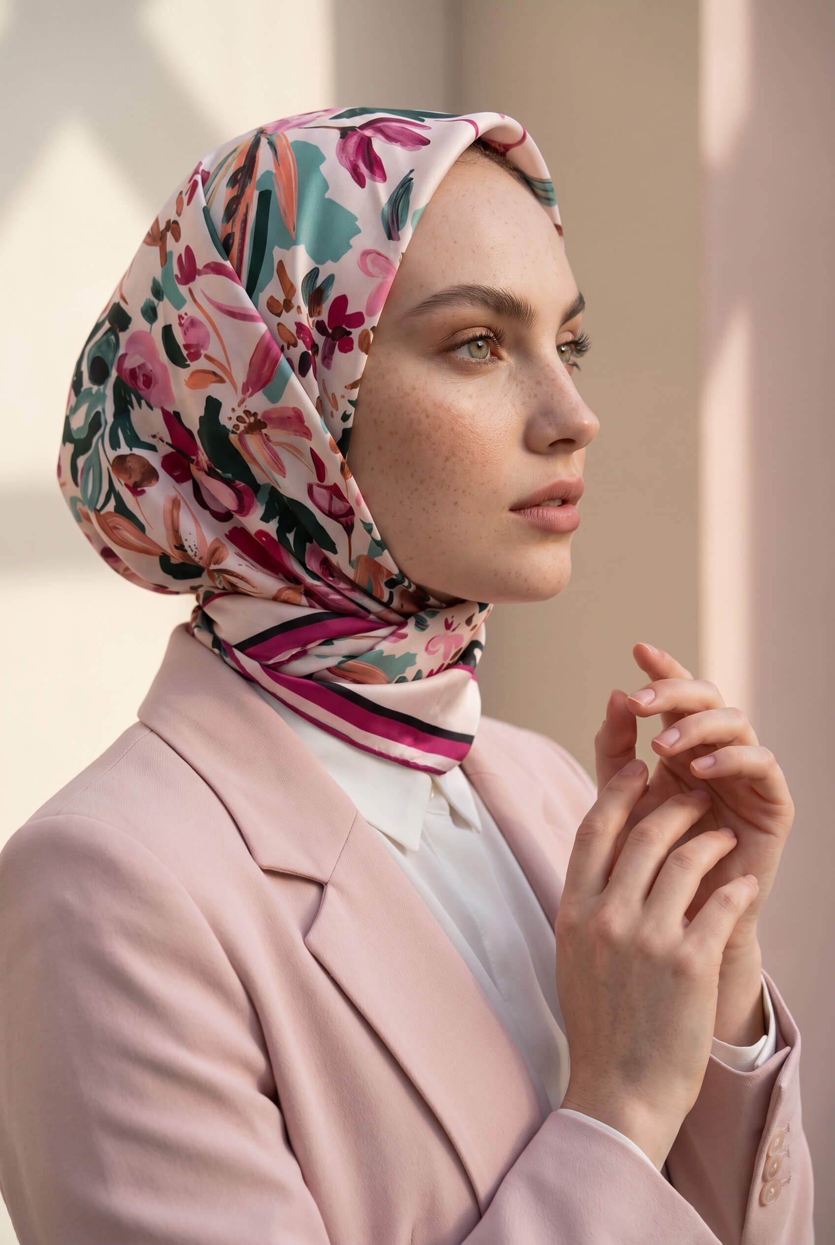 Rayon Çiçek Desenli Mürdüm Renkli 90x90 Dikim Şekli : El Dikişi Eşarp (İpek İçermez)