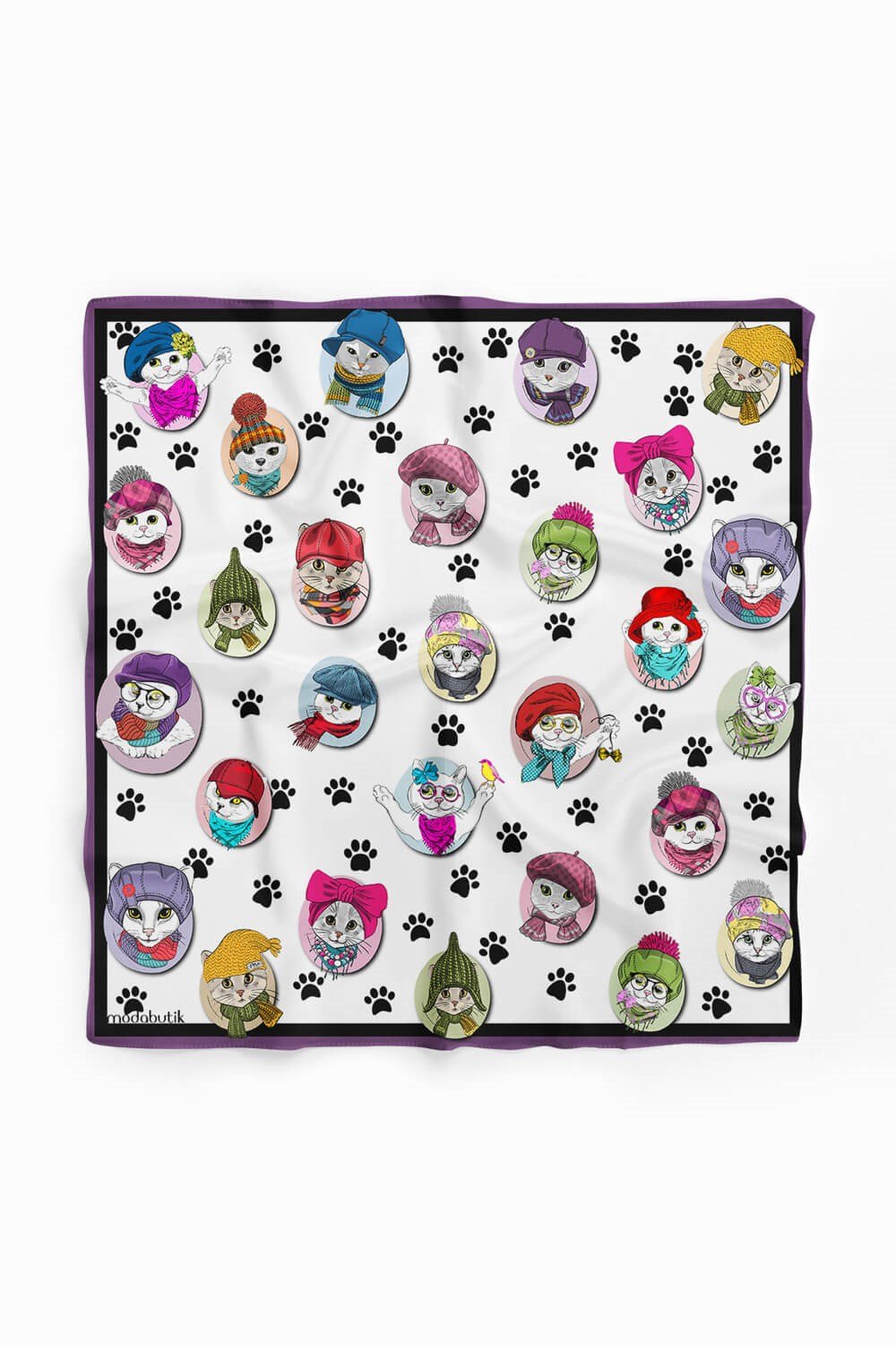 Violla Kedi Desenli Bandana