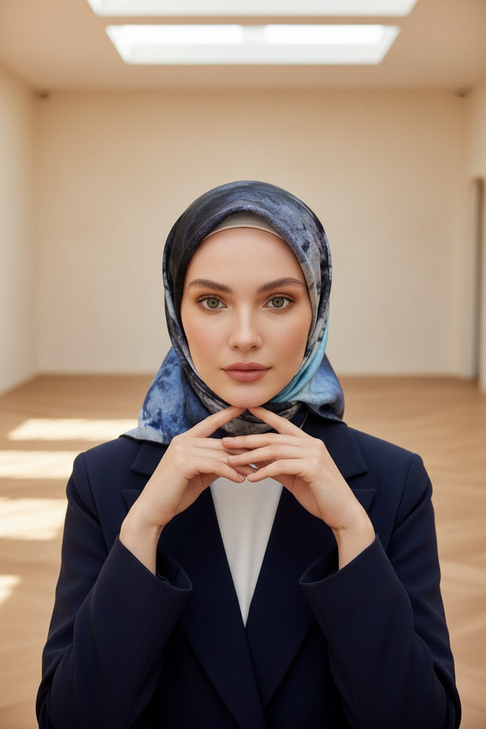% 57 İPEK % 43 VİSKON Twill İpek Dokulu Ve Geometrik Desenli Bebe Mavisi - Mint Yeşili Renkli 90x90 Eşarp Dikim Şekli : El Dikişi